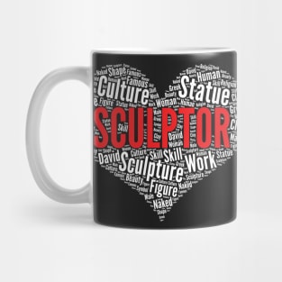 Sculptor Artist Heart Shape Word Cloud Design design Mug